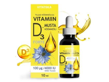 Vitamina D3 4000 IU cu ulei din coacaze negre – 10 ml – Vitateka