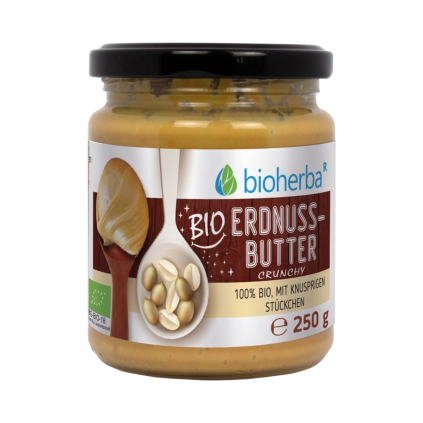 Unt de arahide bio 100% crunchy – 250 g – Bioherba