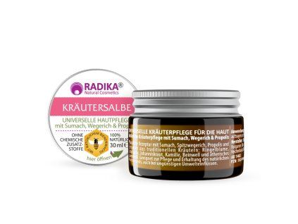 Unguent vegetal universal cu sumac, pătlagină și propolis - 30 ml - Bioherba