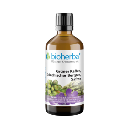 Cafea verde, ceai grecesc de munte și șofran picături – tinctură – 100 ml – Bioherba