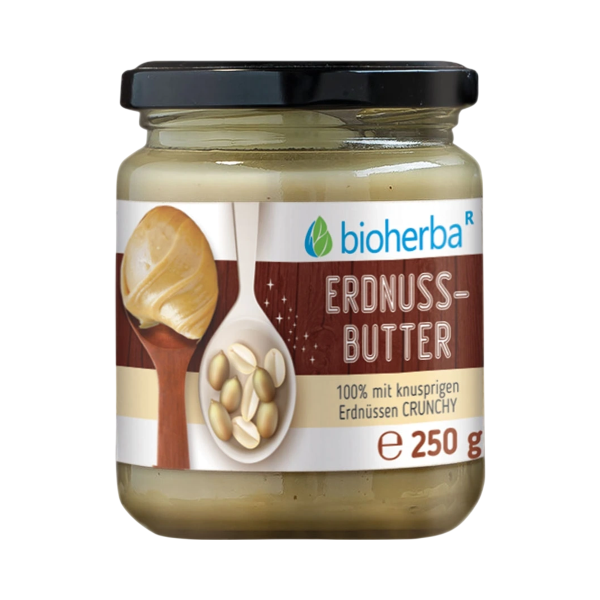 Unt de arahide crunchy cu bucăți - 250 g - Bioherba