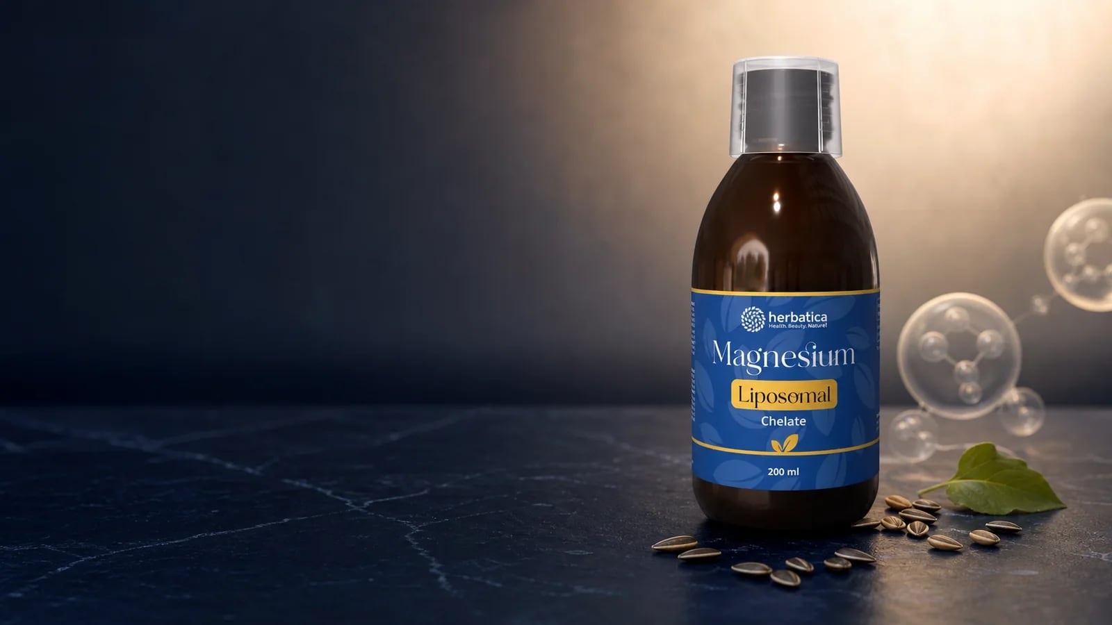 Lipozomálne Magnézium Chelát 200 ml Herbatica v modro-zlatom balení