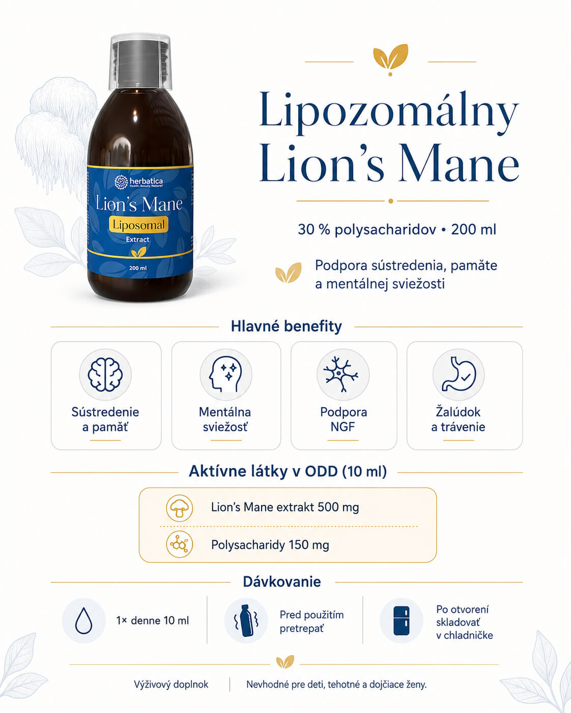 Lipozomály vitamín Lion's mane