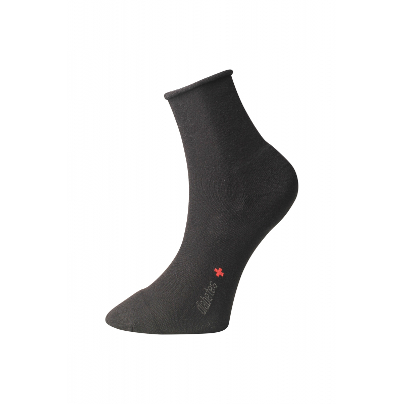 Ponožky s jemným zovretím lemu "Roll-top" - s mikroplyšom - čierne - Ovecha Veľkosť: 25-26