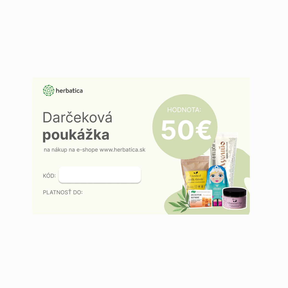 Darčeková poukážka Herbatica v hodnote 50€