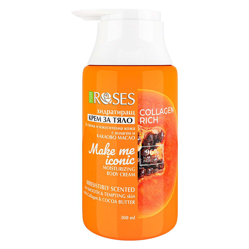 MAKE ME ICONIC hydratačný vyhladzujúci telový krém COLLAGEN+ s vôňou papáje 300 ml - NATURE OF AGIVA