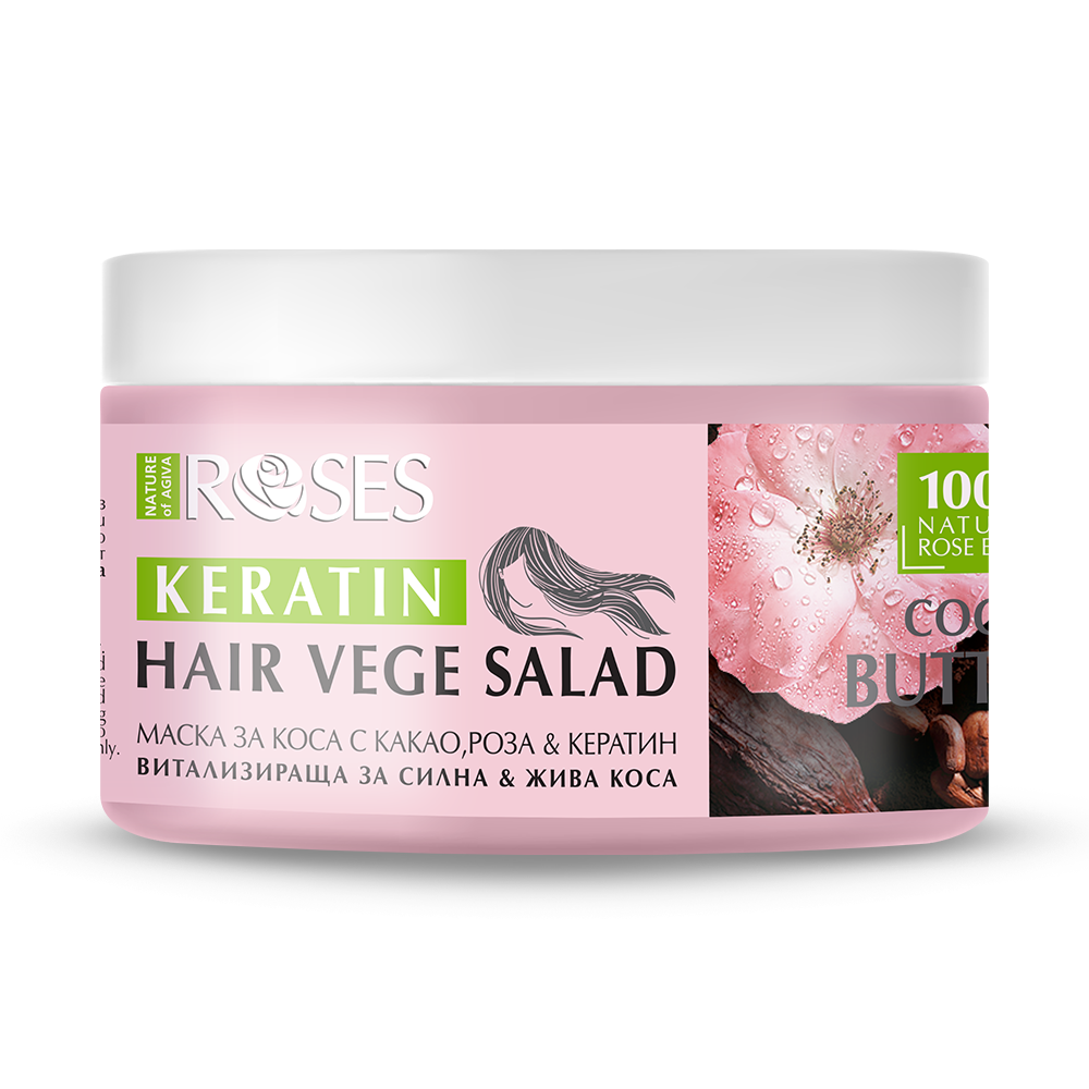 Vitalizujúca maska na vlasy VEGE SALAD s kakaom, ružou a keratínom 350 ml - NATURE OF AGIVA