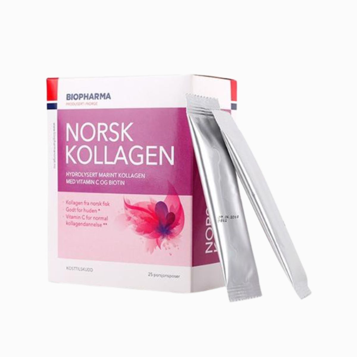 Hydrolyzovaný morský kolagén s vitamínom C a biotinom - Norsk Kollagen - Biopharma - 25x5 g Príchuť: Bez príchute