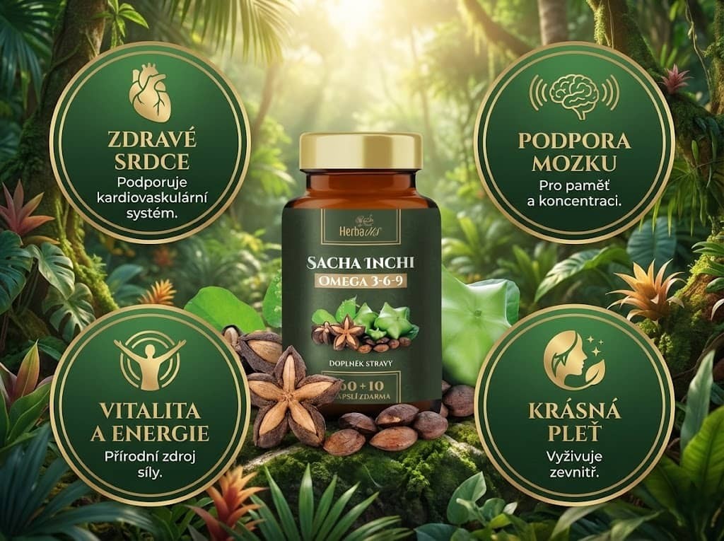 Sacha Inchi kapsle - infografika a účinky