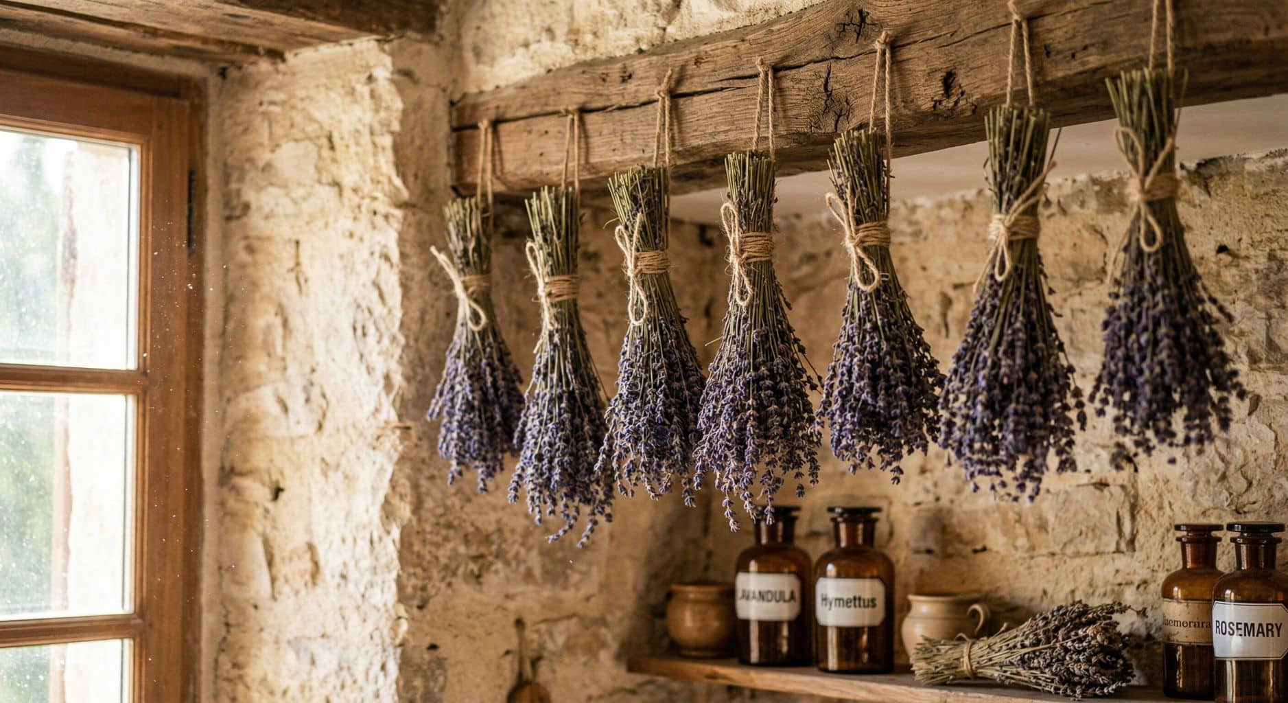 Sušená levandule v rustikálním prostředí