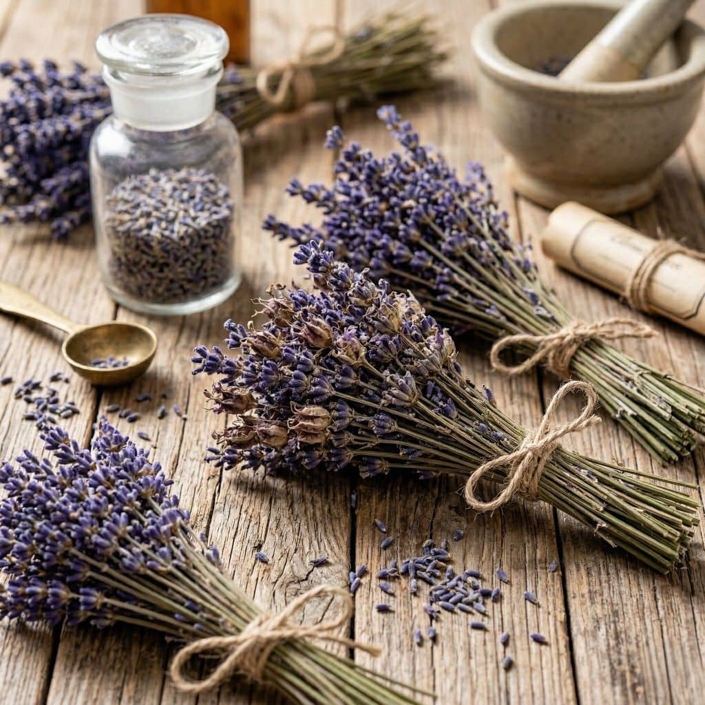 Sušená levandule na stole