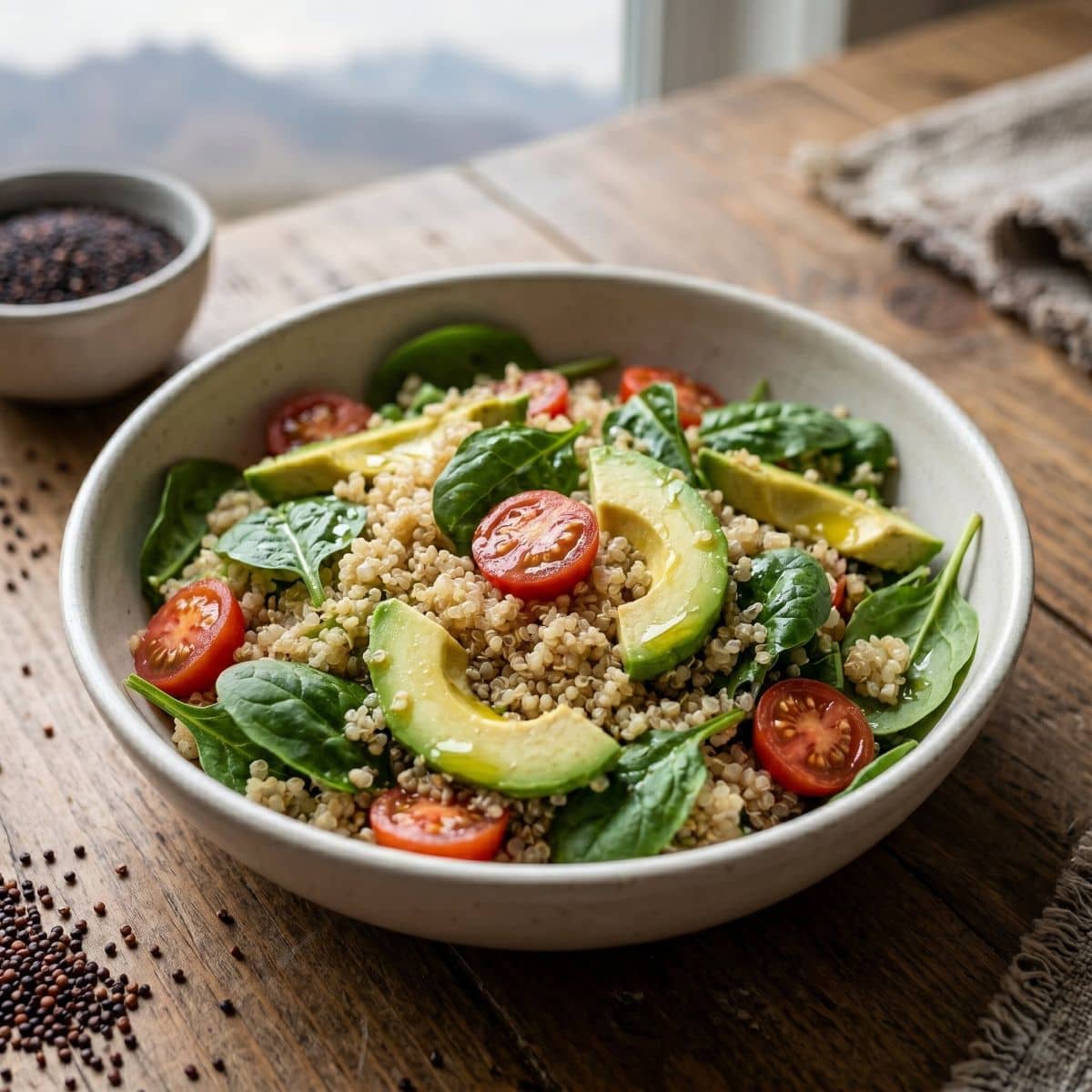 Pożywne śniadanie: owsianka z quinoa i świeżymi owocami