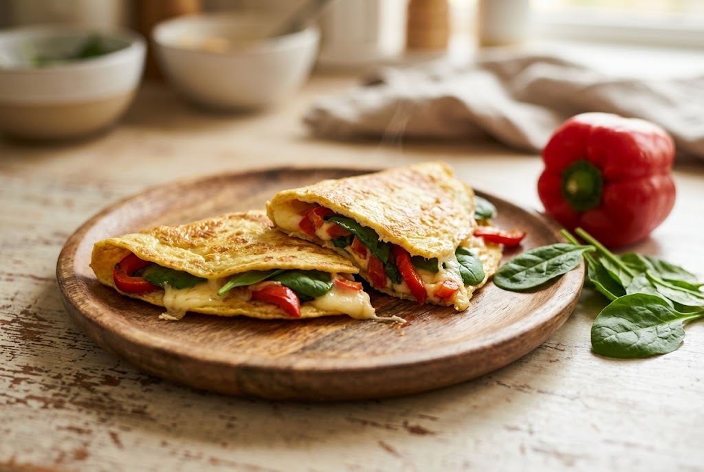 Tortilla jajeczna z warzywami i serem
