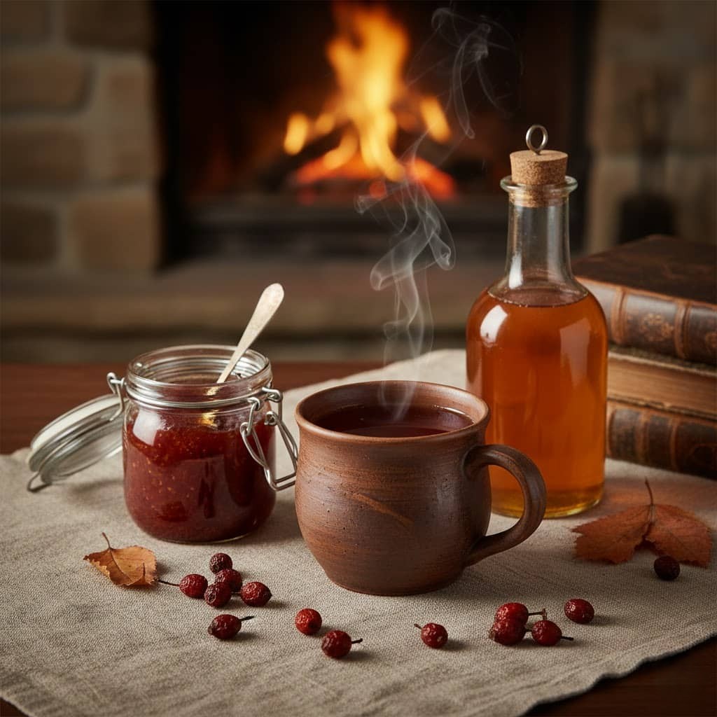 Owoce dzikiej róży z bliska