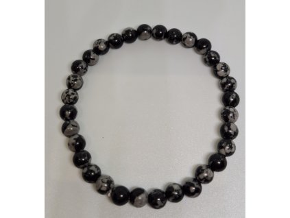 Obsidián vločkový náramok gulička 6mm
