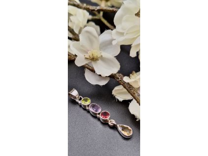 Prívesok Granát, olivín, ametyst, citrín