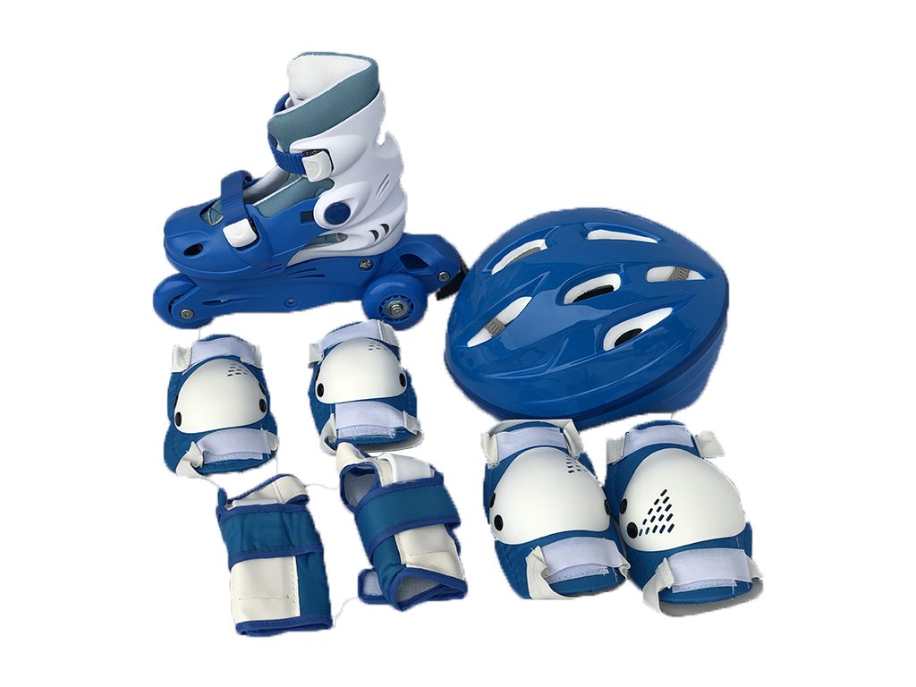 Dětské kolečkové brusle sportwell + chrániče - Modré  + chrániče