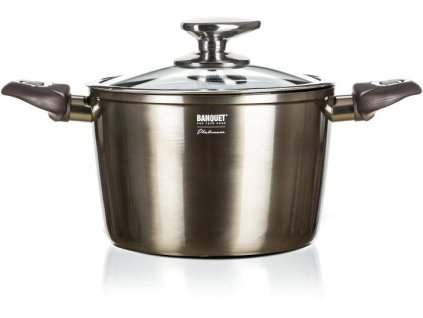 Banquet Hrnec s nepřilnavým povrchem Metallic Platinum 20x13,5 cm 3,6 l s poklicí