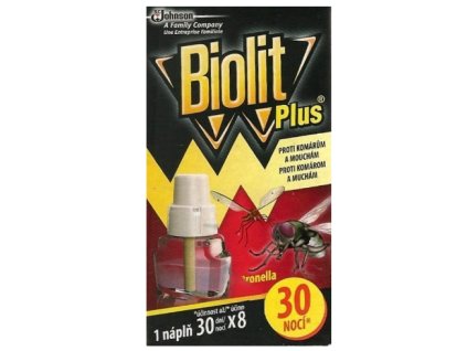 Biolit Plus elektrický odpařovač s vůní citronelly proti komárům a mouchám náhradní náplň 30 nocí 31 ml