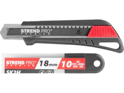 Nôž Strend Pro Premium FD781, BlackMatt, SoftTouch, 18 mm, odlamovací, + 10 ks čepelí, set
