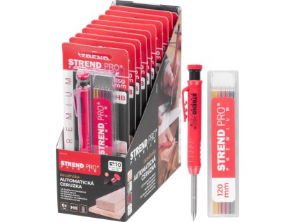 Ceruzka Strend Pro Premium, so sponou, oceľová špička, tesárska, značkovač so strúhadlom, so 6 tuhami, set