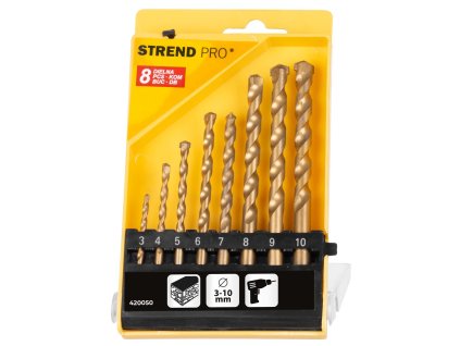 Sada vrtákov Strend Pro FD023, 8 dielna, 3-10 mm, TiN, do muriva