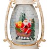 Lampáš MagicHome Vianoce Retro, LED teplá biela, so santom na saniach, s trblietkami, biely, 3xAA, plast, 13x11x24 cm