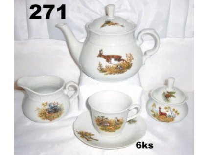 K Kávová súprava - porcelánová, 9-dielna (6x šalka+podšálka), pol. 271