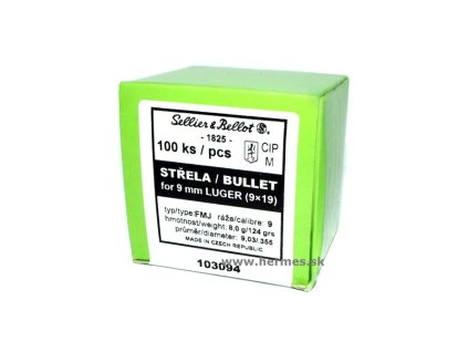 SB - Strely 9mmLuger(Para) FMJ 8,0g./124grs, 100ks, Kat.: V319220