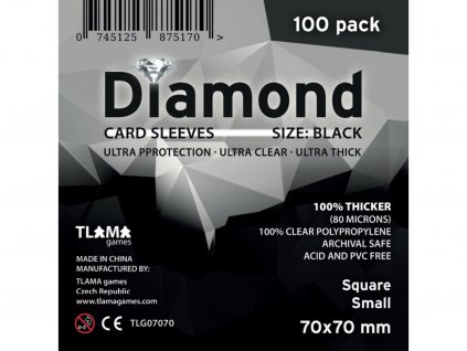 Obaly na karty Diamond Black: Square Small (70x70 mm) 100 ks