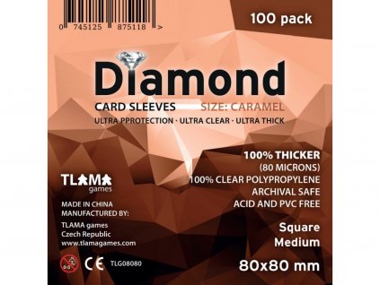 Obaly na karty Diamond Caramel: Square Medium (80x80 mm) 100 ks