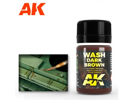 AK045 DARK BROWN WASH FOR GREEN VEHICLES (35ml)