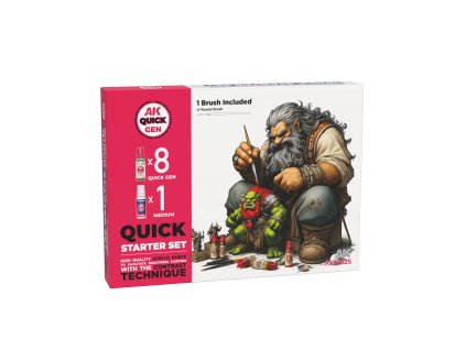 AK Interactive: Quick Gen - Quick Starter Set (8 barev a 1 štětec)