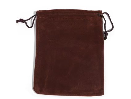 Semišový pytlíček na kostky - hnědý 9x12cm