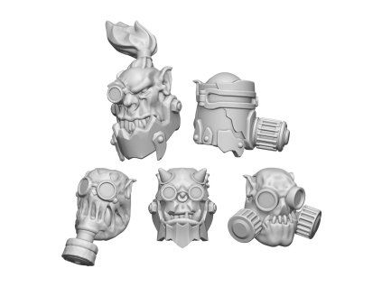 Green Stuff World 3D Printed Ork Burna Heads 1:48