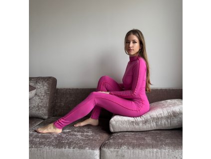 Pyžamový top s dlhými rukávmi - fuchsiová