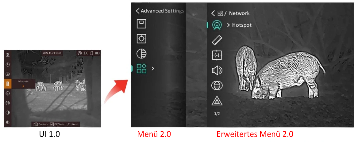 Hikmicro, Lynx S, neues Menu