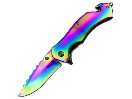 JKR Klappmesser, 8,2 cm, Stahl, Regenbogenfarben
