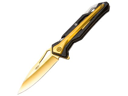 JKR Klappmesser, 8,4 cm, Aluminium, Schwarz-Gold