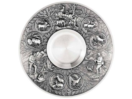 Artina Dekorativer Wandteller, 24 cm, Jagdmotiv, Zinn