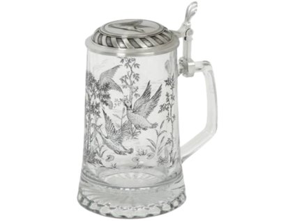 Artina Krug mit Deckel, 500 ml, Entenmotiv, Glas und Zinn