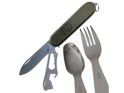 JKR Multifunktionsmesser mit Besteckset, 7,5 cm, Grün  