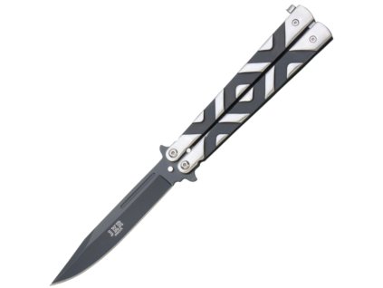 JKR Butterflymesser, 10 cm, Stahl, Schwarz-Silber  