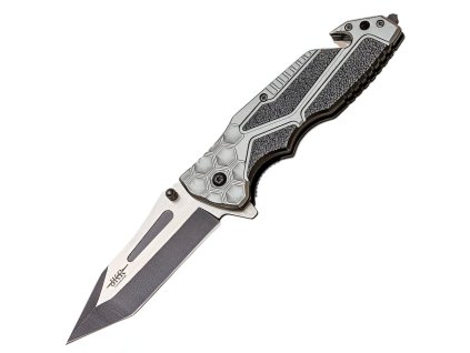 JKR Klappmesser, 8,5 cm, Tanto-Klinge, Schwarz-Silber  