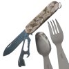 JKR Multifunktionsmesser mit Besteckset, 7,5 cm, Pixel-Tarnmuster, Sandfarben