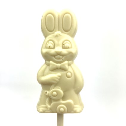 Čokoládové lízátko "zajíček", bílá natural 40% čokoláda bio