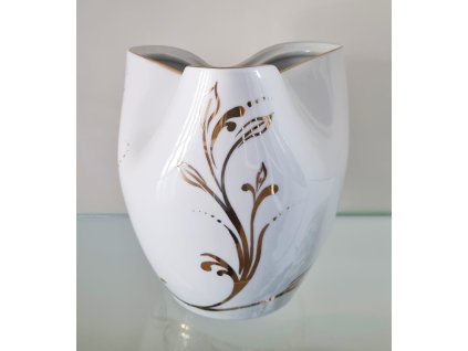 Vase für Grab - handgefertigt, handbemalt mit Gold