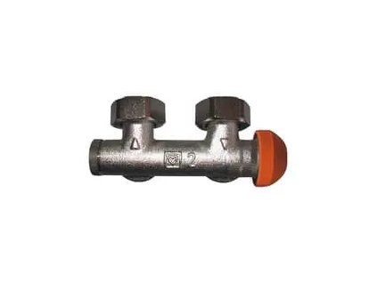 Připojovací šroubení TS-3000 s integrovaným termostatickým ventilem s přednastavením, rohové (#1369391 HERZ-3000, rohový, s termost. svrškem, pro 2-trubkové soust., Dimenze Rp1/2"xG3/4"E, kvs 0,55)