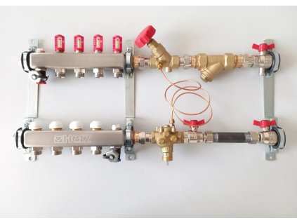 HerzFLAT UFH VS-TS - bytový regulační a měřící rozdělovač (#UFH8632030 HerzFLAT UFH VS-TS - bytový regulační a měřící rozdělovač, nerez - 3 okruhy, l/h 150-1800, Rozdělovač 3-okruhový)