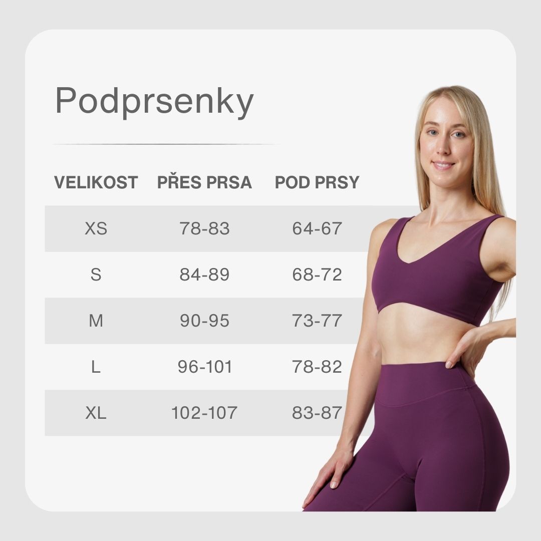 tabulka velikostí sportovní podprsenky HEXFIT